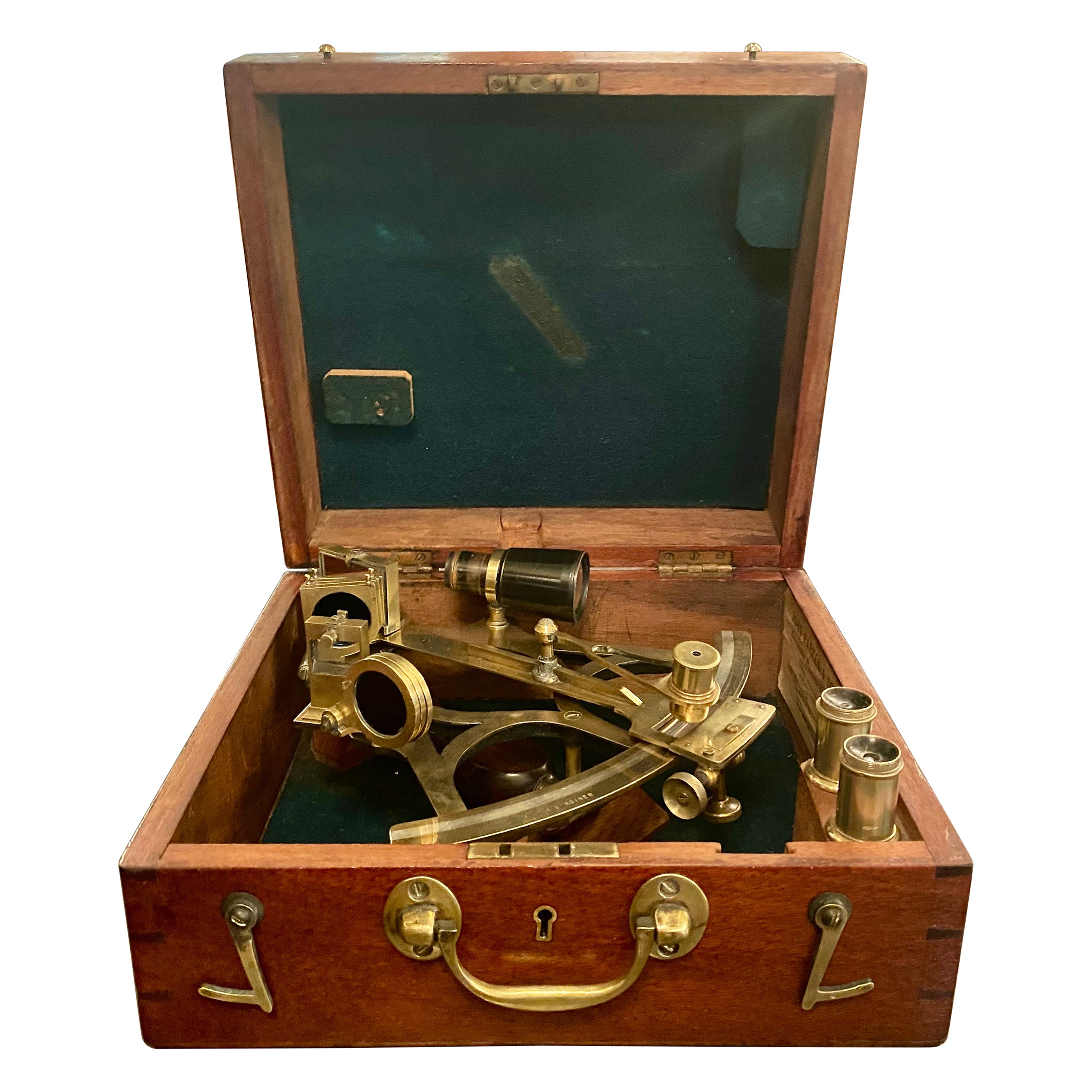 Antique English "John Parkes & Sons" Sextant in Fitted Mahogany Box, Circa 1910