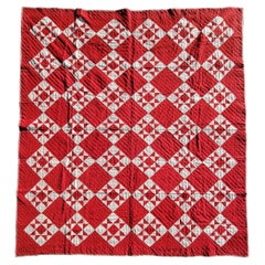 19thc Antique Quilt Turkey Red Stars