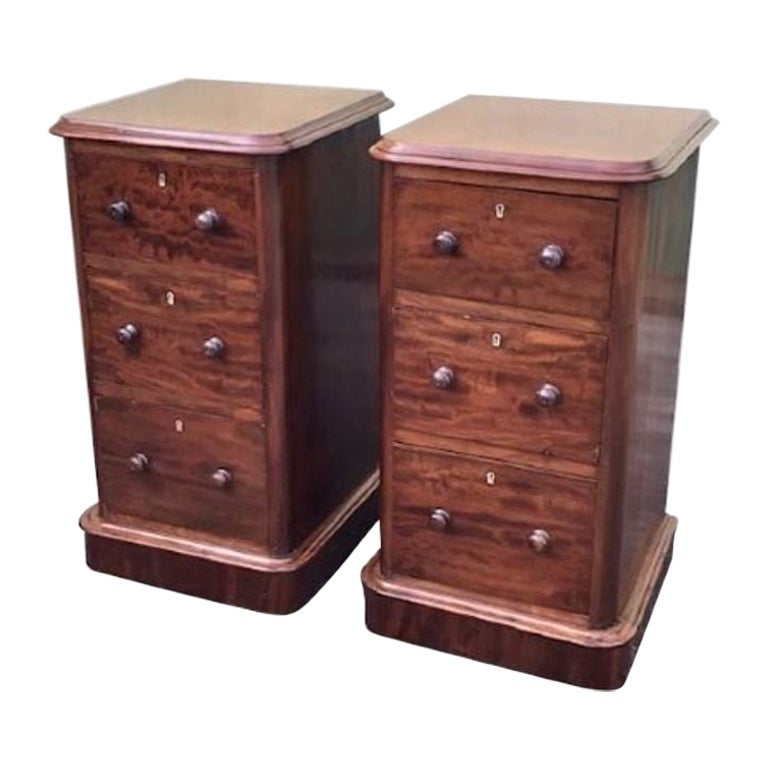 Pair of Quality Antique Mahogany Bedside Cabinet Chests