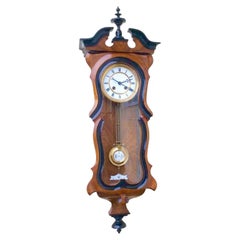 Quality Antique Black & Walnut Spring Vienna Clock by Gustav Becker