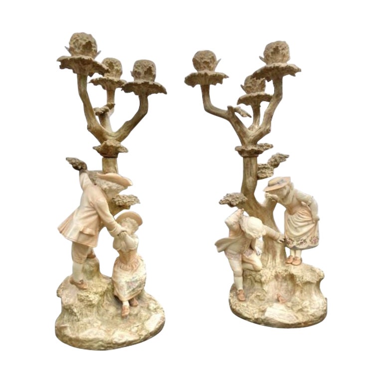 Pair of Magnificent Royal Worcester Hadley Candelabra For Sale