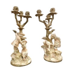 Pair of Magnificent Royal Worcester Hadley Candelabra
