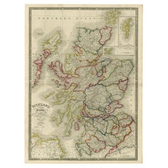 Antique Map of Scotland With an Inset Map of the Shetland Islands, 1854