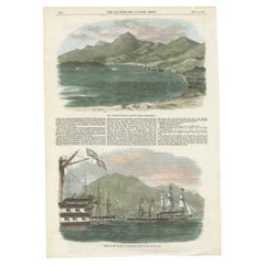 Antique Prints of the Opium War, Depicting Scenes in Lantau and Hong Kong, 1857 