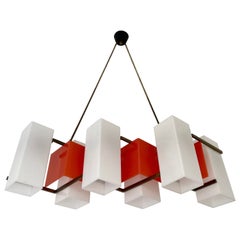 Mid-Century Chandelier Lucite and Brass by Stilux Milano, Italy, 1960s
