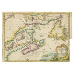 Carte ancienne consacrée aux marchands britanniques négociant en Amérique du Nord, vers 1746