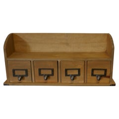 Used Pine 4 Drawer Card Index Filing Cabinet