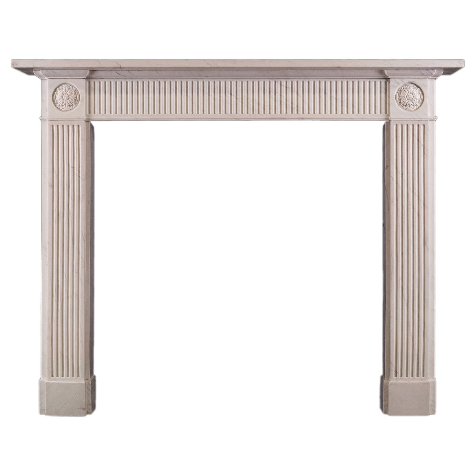White Marble Fireplace in the Regency Style For Sale