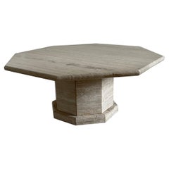 Sculptural Travertine Octagon Coffee Table, Italy 1970