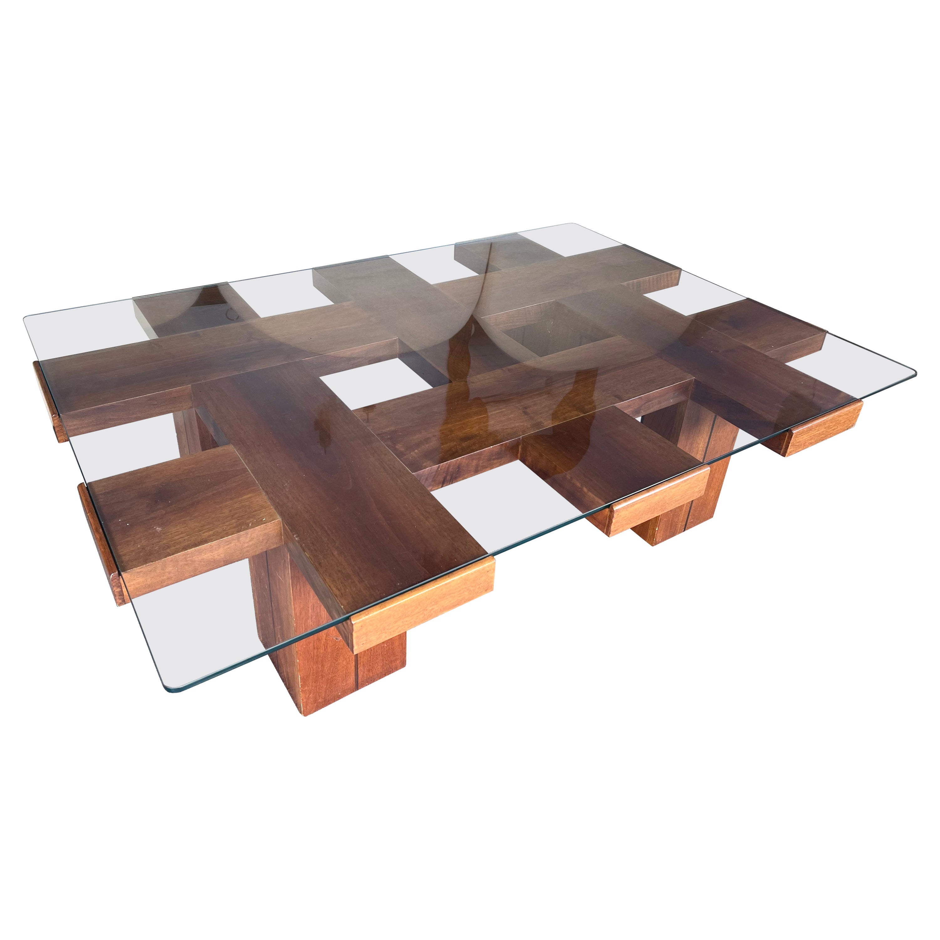 Architect Wood Coffee Table, Italy, 1970s