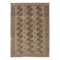 Antique Hand-Knotted Turkomen Ersari Rug in Wool with Repeating Sub-Geometric Gul Design