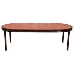 John Stuart Mid-Century Modern Teak and Ebonized Dining Table, Newly Refinished