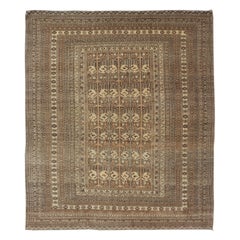 Antique Hand-Knotted Turkomen Ersari Rug in Wool with All-Over Tribal Beluch Design