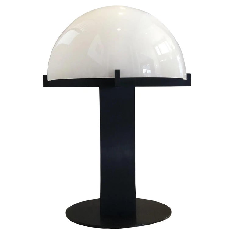 1980s Ron Rezek Brushed Metal, Brushed Steel Dome Table Lamp