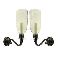 Pair of Regency Style Wall Sconces with Storm Shades