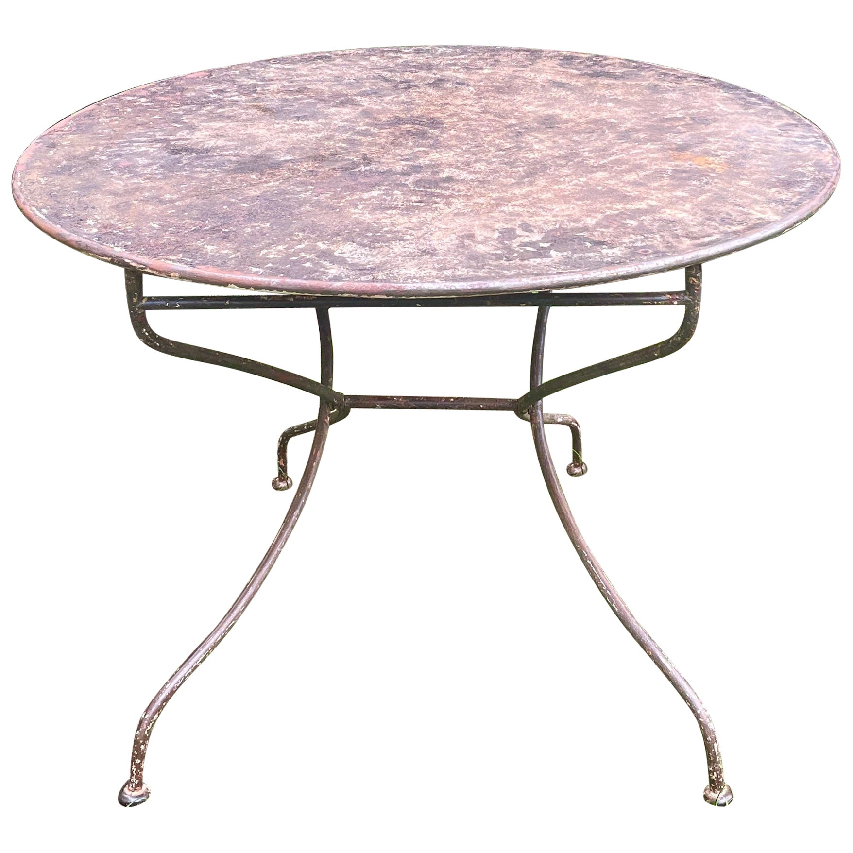 Early 20th C French Wrought Iron Folding Bistro Table