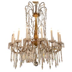 19th Century Italian Giltwood and Crystal 16 Light Chandelier