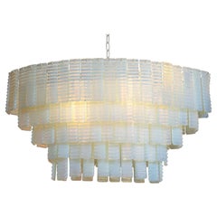 Custom 5 Tiered Corrugated Opalescent Murano Glass Chandelier in Oval Shape
