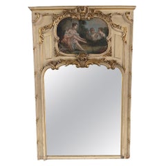 Louis XVI Style Parcel Giltwood Trumeau Mirror, Early 19th Century