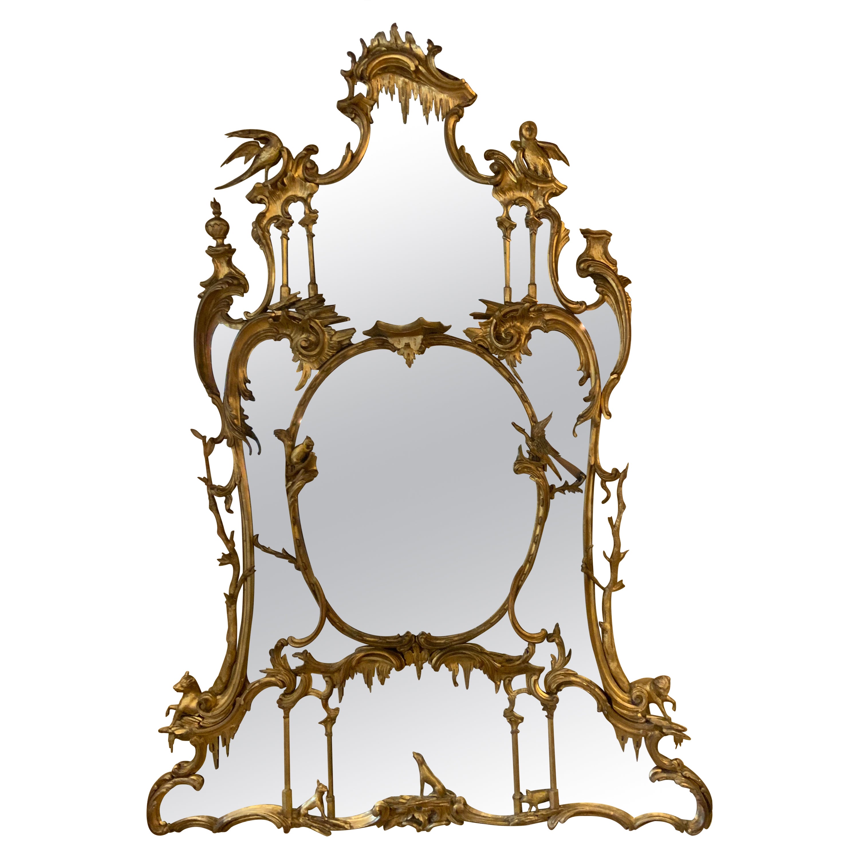 18th Century Period Gilt Carved Wood Chippendale Mirror After Thomas Johnson