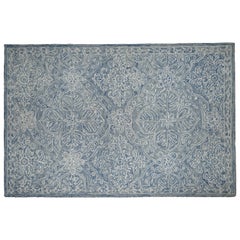 Tapis à poils 100 % laine Ralph Lauren, finition bleu ivoire chinois