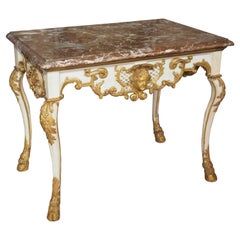 Early 18th Century Painted Italian Console Table with Rouge Royal Marble Top