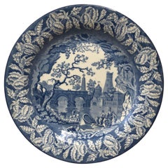 19th Century Victorian Blue and White Staffordshire Plate