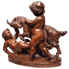 Sculpture française du 19ème siècle en terre cuite sculptée, signée P. De Leonardi