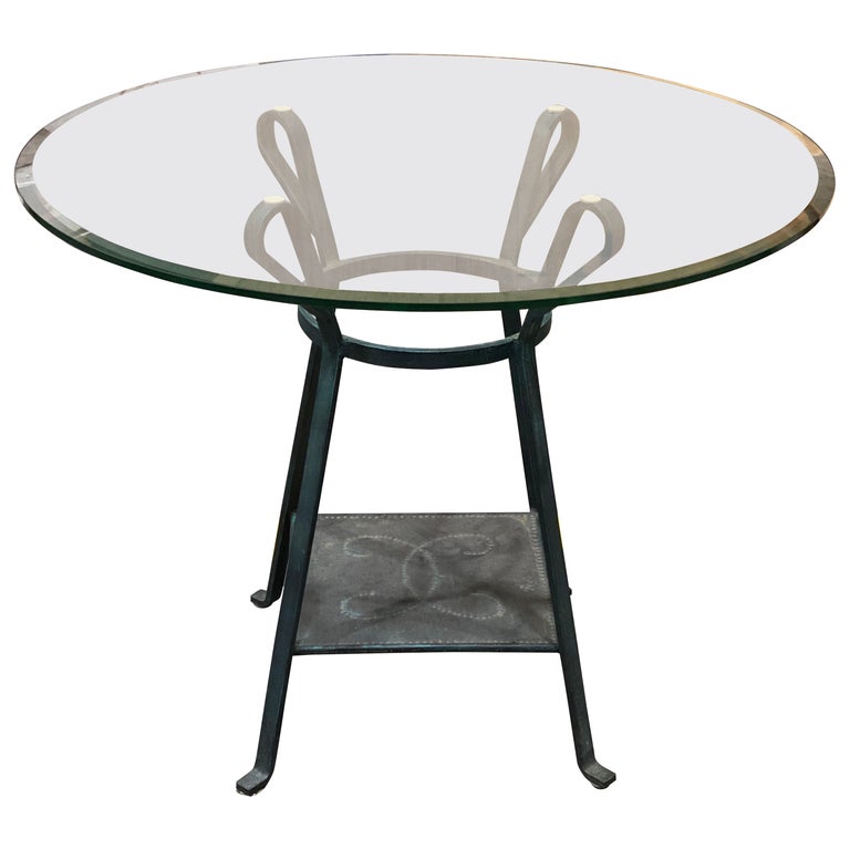Glass Top Metal Table For Sale at 1stDibs