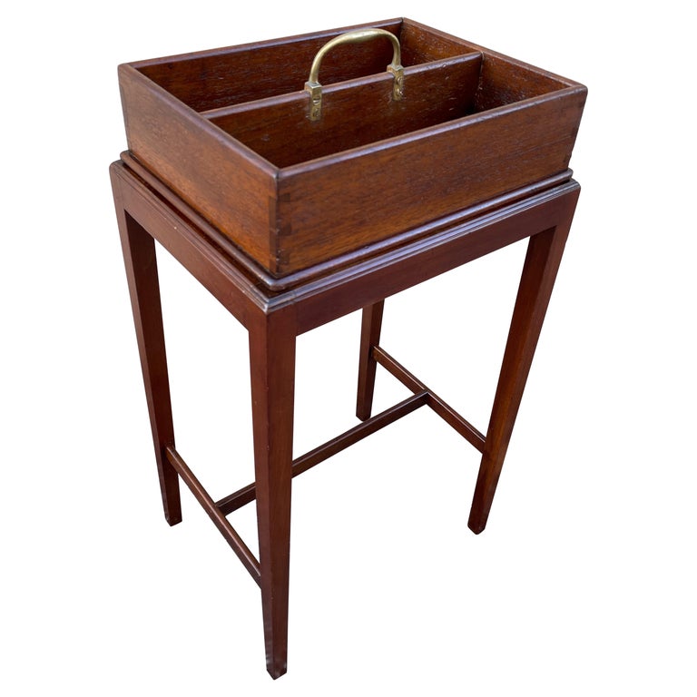 Antique English Cutlery Box on Stand For Sale at 1stDibs