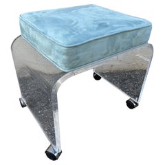 Vintage Lucite Waterfall Vanity Stool on Castors in the Style of Charles Hollis Jones