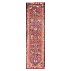 Antique Persian Hand Knotted Malayer Runner with Sub-Geometric All-Over Design