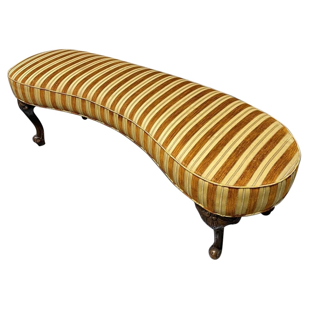 Antique Style Kidney Shaped Walnut Bench  For Sale