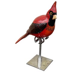 Mid Century Red Cardinal Bird Sculpture by Mexican Artist Sergio Bustamante