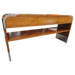 Outstanding Rosewood Pace Collection Chrome Console Table, Mid-Century Modern