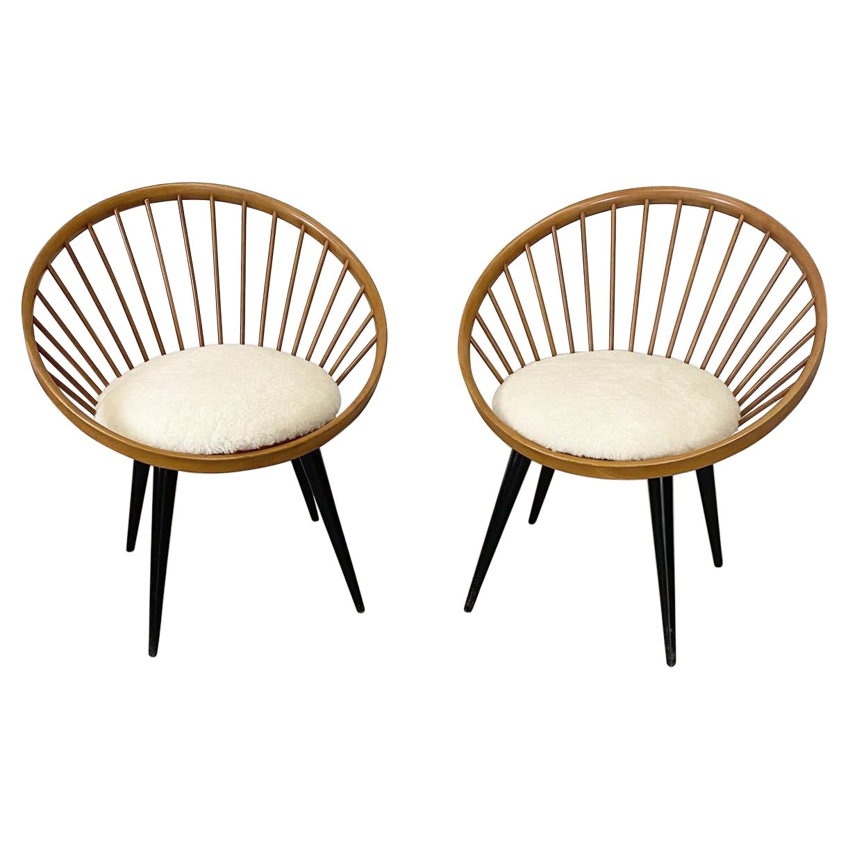 Yngve Ekstrom Circle Chairs, a Pair