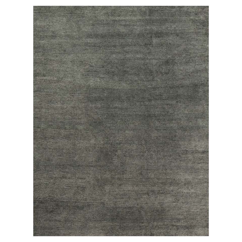 Light Blue Solid Color Hand-Loomed Bamboo Silk Plush Rug For Sale at ...