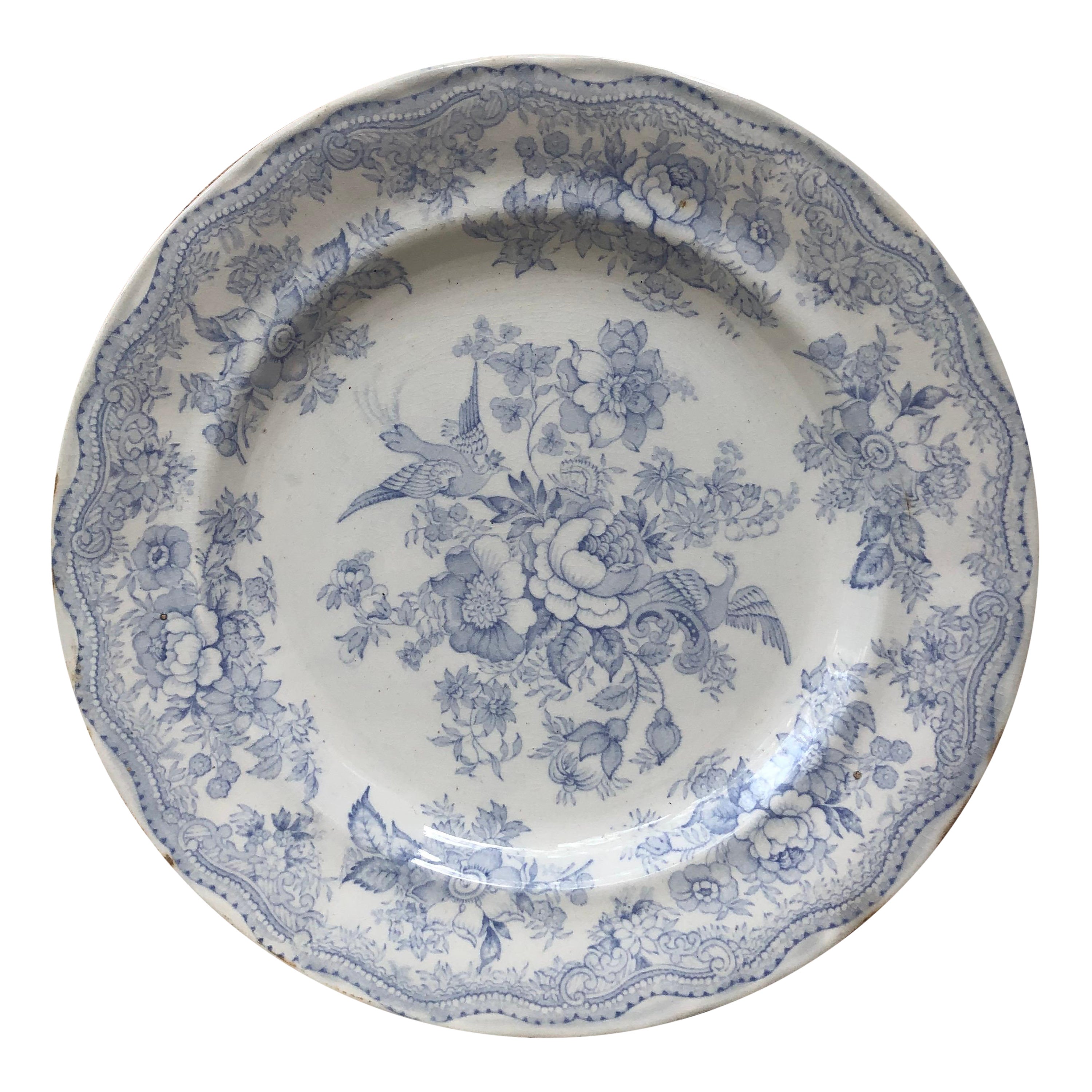 19th Large Wedgwood Transferware Asiatic Pheasants Plate