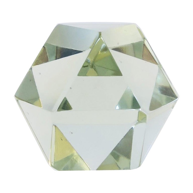 Crystal Geometric Paperweight or Decorative Object