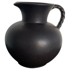 20th Century Retro Black Ceramic Haeger Pitcher