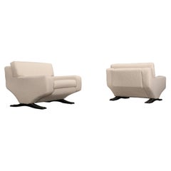 Vintage Pair of Franz Sartori Armchairs in Bouclé for Flexform, Italy, 1960s