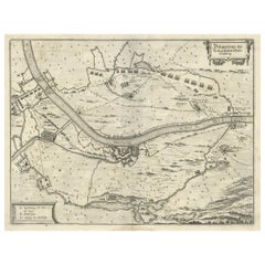 Antike Karte der Siege von Gennep, Niederlande, um 1650