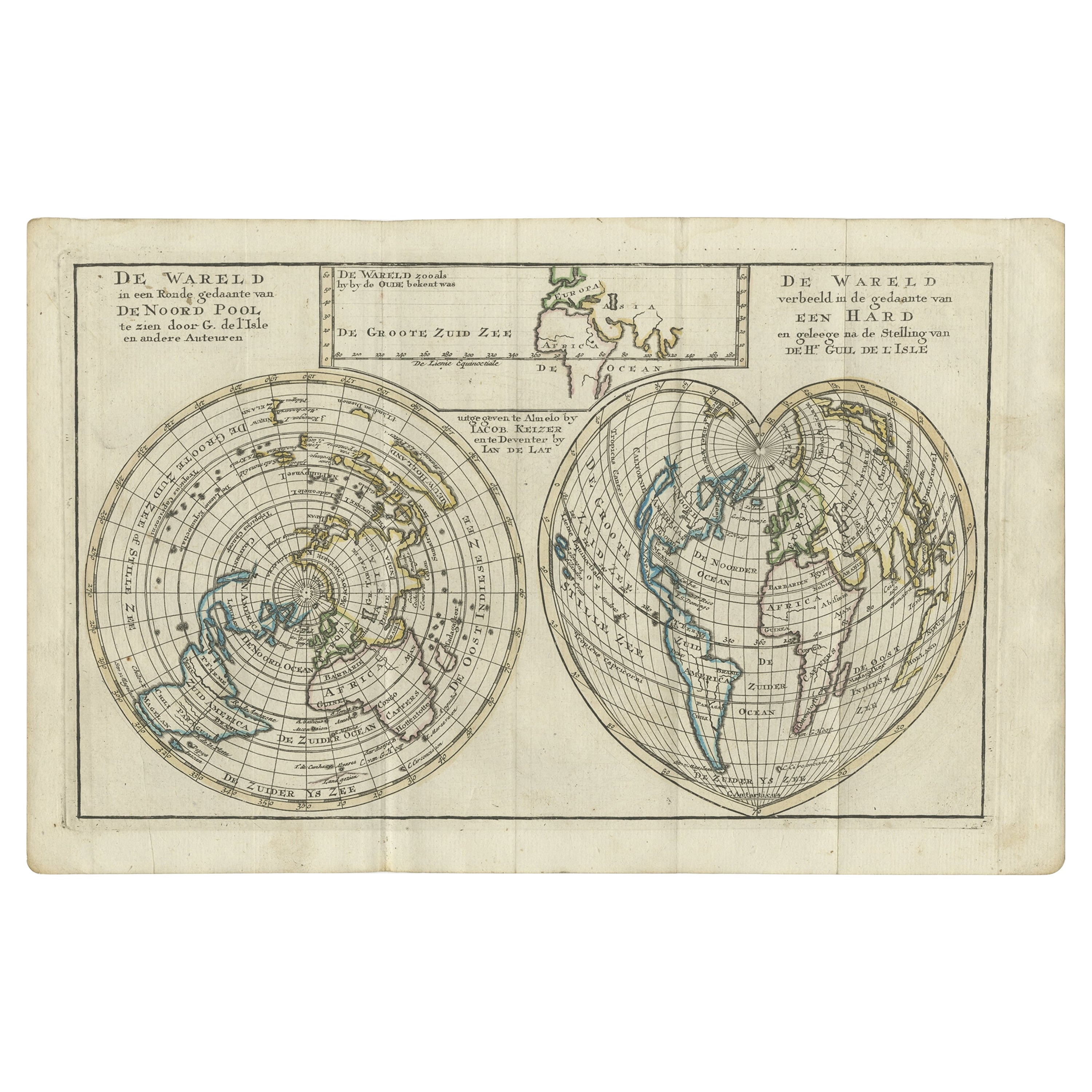 Antike Karte der Welt mit Kalifornien als Insel, 1788
