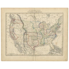 Antique Map of the United States from an Old Dutch School Atlas, 1873