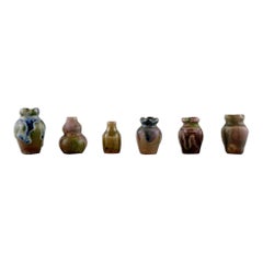 Vintage Six Belgian Miniature Vases in Glazed Ceramics, Mid-20th Century