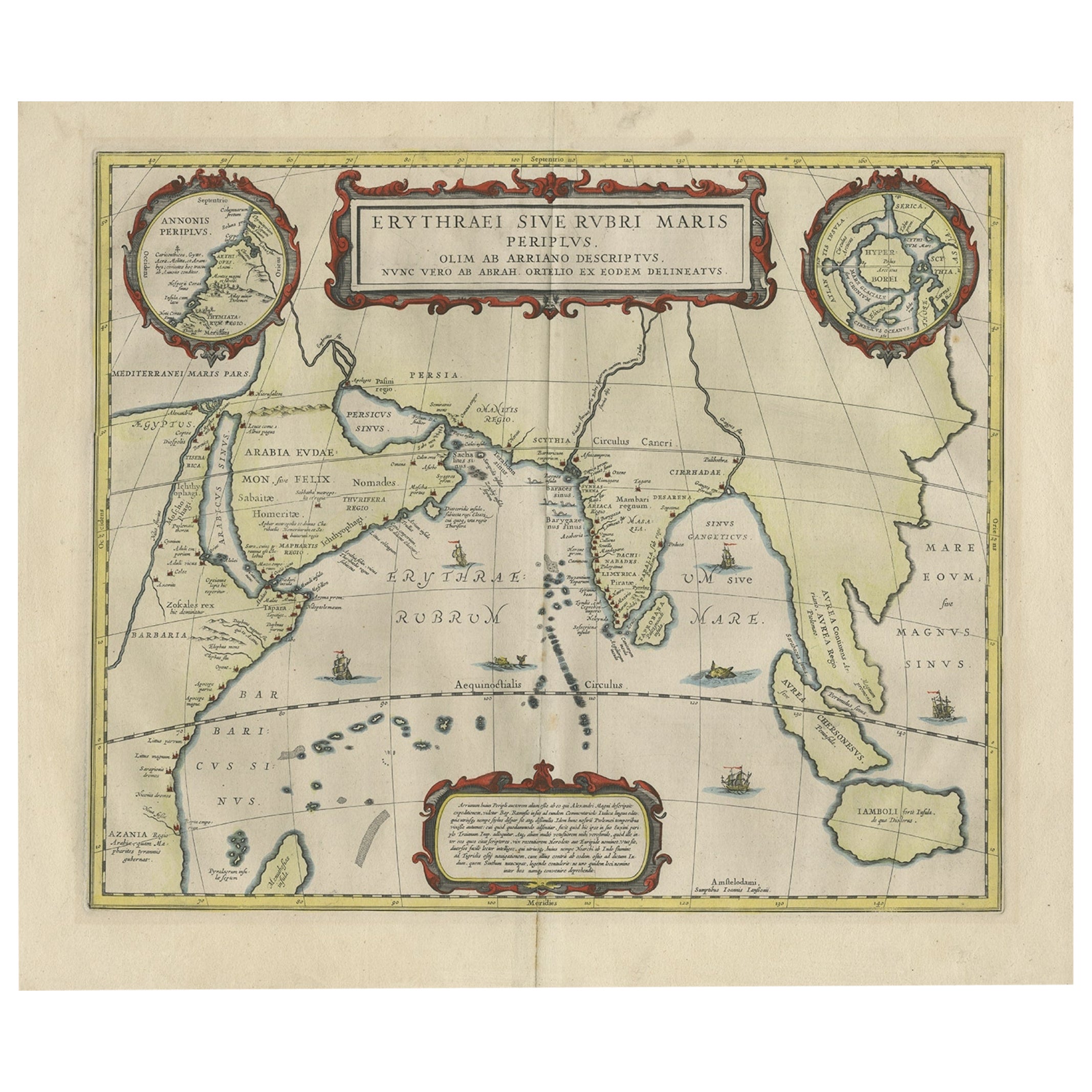 Carte ancienne du temps antique couvrant l'Égypte vers l'Égypte, l'Arabie et l'Inde vers Java, vers 1660