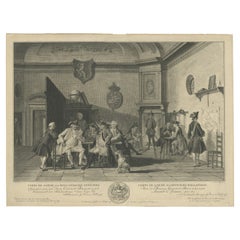 Antique Fine Engraving Depicting an Officer's Mess in the Low Countries, 'Holland', 1754