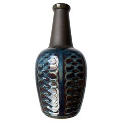 Retro Danish 60s Blue Black Ceramic Vase by Einar Johansen for Søholm