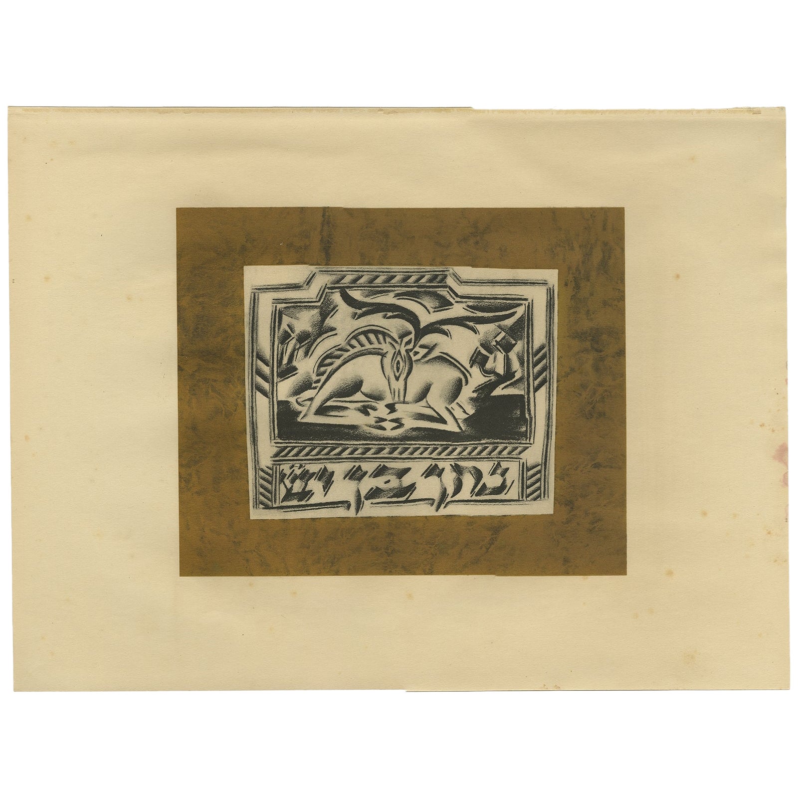 Seltene alte Avantgarde-Kunstlithographie „Der Ruhende Hirsch“ von Altmann aus der Avantgarde '1923'