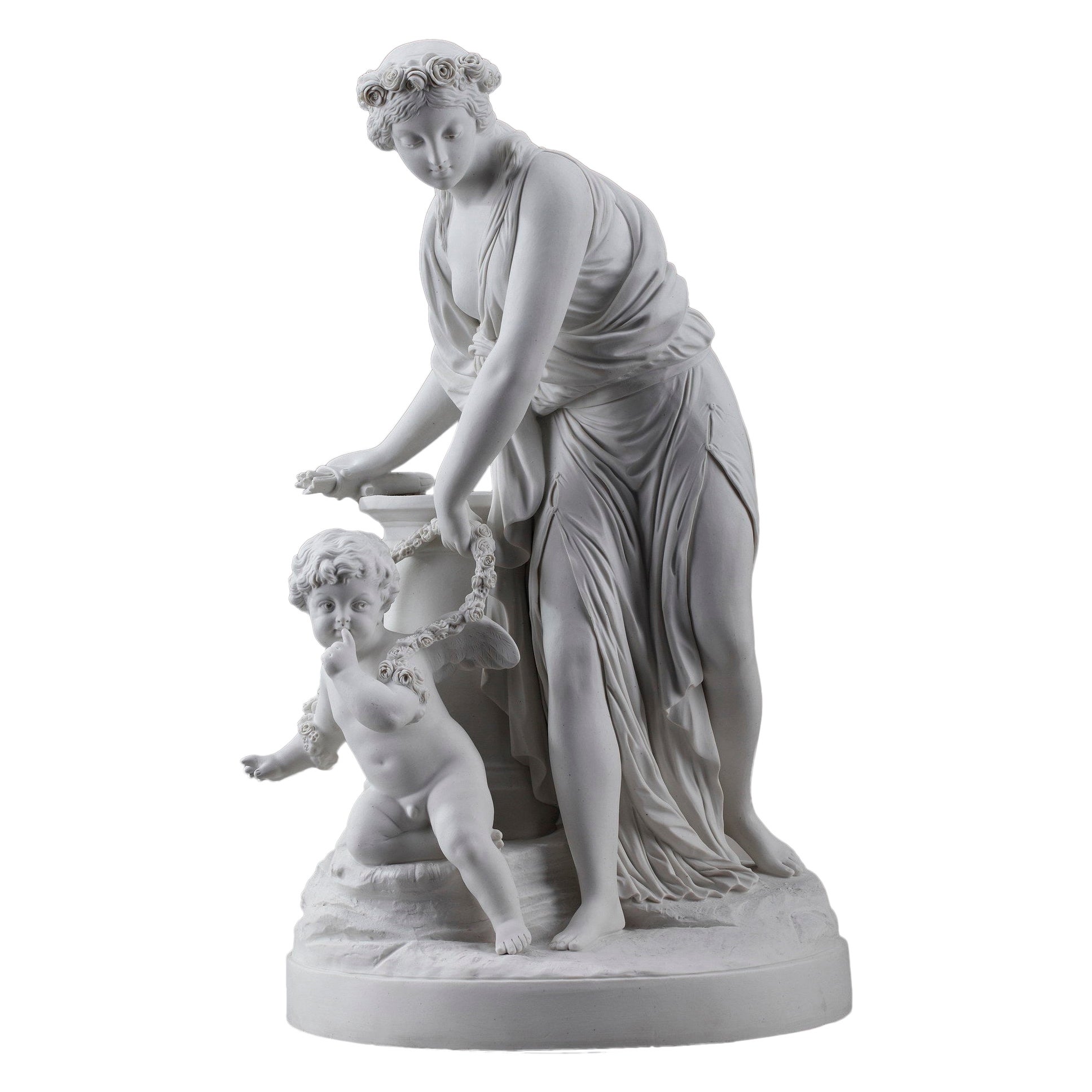 Bisque "Cupid Disarmed by a Vestal " After Louis-Simon Boizot For Sale